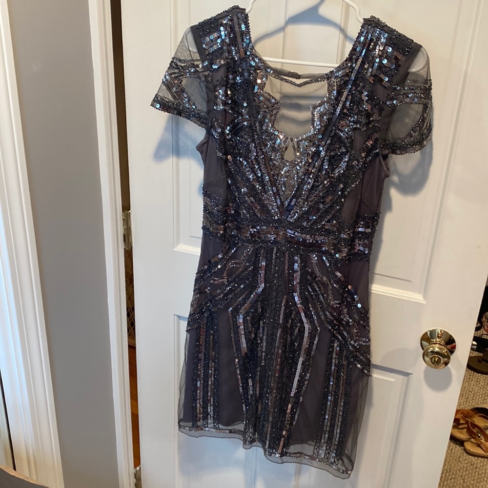 Grey bedazzled cocktail dress